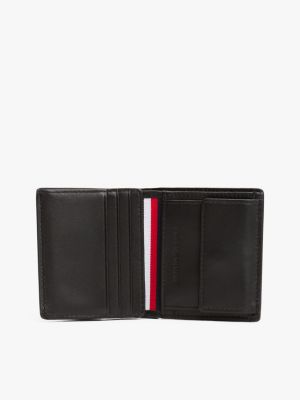 portafogli trifold corporate in pelle nero da uomini tommy hilfiger