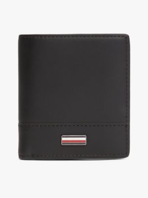 black corporate leather trifold wallet for men tommy hilfiger