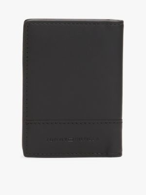 portafogli bifold corporate in pelle con logo nero da uomini tommy hilfiger