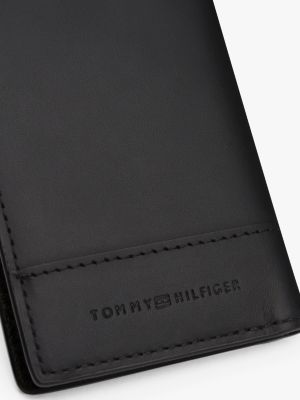 black corporate leather bifold wallet for men tommy hilfiger