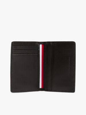 black corporate leather bifold wallet for men tommy hilfiger