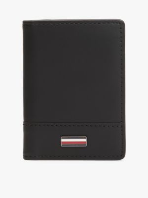 portafogli bifold corporate in pelle con logo nero da uomini tommy hilfiger