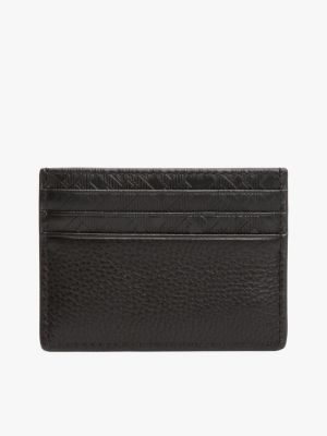 black th monogram leather credit card holder for men tommy hilfiger