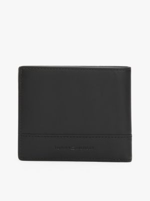 black th monogram leather bifold wallet for men tommy hilfiger