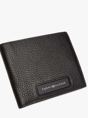 black th monogram leather bifold wallet for men tommy hilfiger