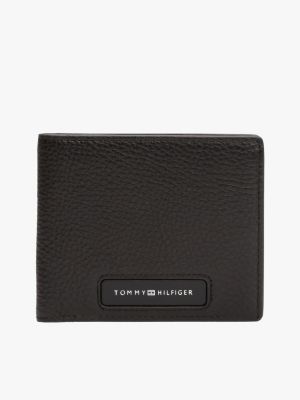 black th monogram leather bifold wallet for men tommy hilfiger