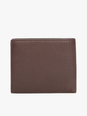 portefeuille deux volets à monogramme th brown pour hommes tommy hilfiger