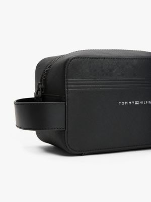 trousse de toilette th business en cuir noir pour hommes tommy hilfiger