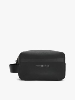 black th business leather washbag for men tommy hilfiger