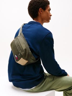 khaki essential bi-colour bum bag for men tommy jeans