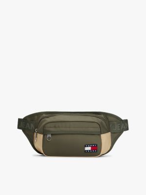 khaki essential bi-colour bum bag for men tommy jeans