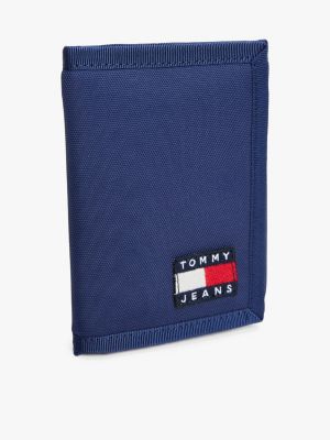 cartera plegable en tres partes essential azul de hombres tommy jeans