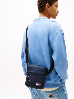 borsa reporter essential con tracolla blu da uomini tommy jeans