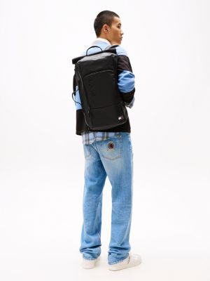 schwarz essential rucksack mit gleichfarbigem logo für herren - tommy jeans