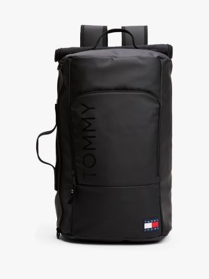 black essential rucksack mit gleichfarbigem logo für herren - tommy jeans