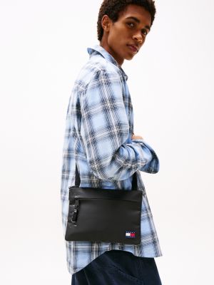 black essential logo crossbody pouch for men tommy jeans