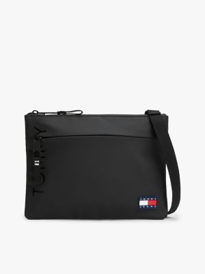 black essential logo crossbody pouch for men tommy jeans