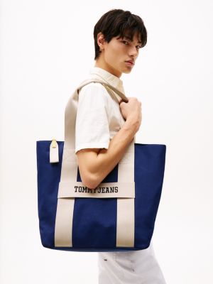 multi zweifarbige tote-bag im retro-design für herren - tommy jeans