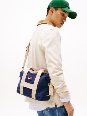 multi zweifarbige duffelbag im retro-design für herren - tommy jeans