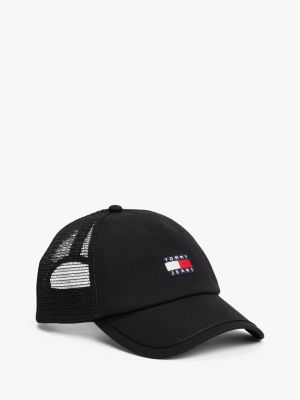 black heritage mesh panel baseball cap for men tommy jeans