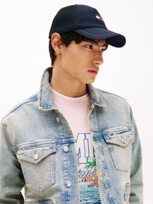 blue heritage mesh panel baseball cap for men tommy jeans