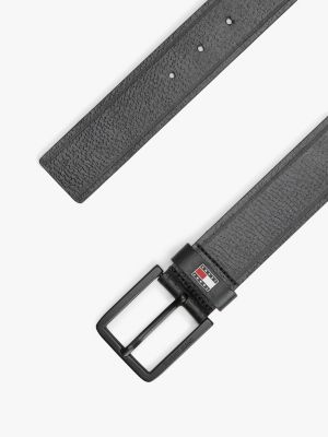 ceinture en cuir à boucle carrée noir pour hommes tommy jeans