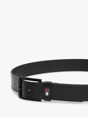 ceinture en cuir à boucle carrée noir pour hommes tommy jeans