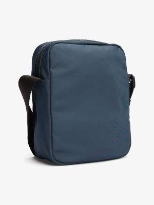 blue rubberised logo reporter bag for men tommy hilfiger