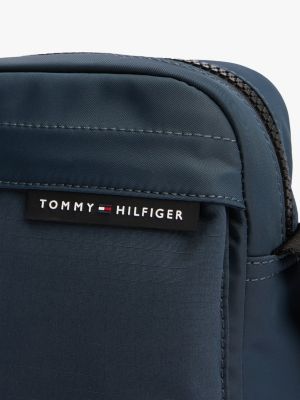 blue rubberised logo reporter bag for men tommy hilfiger