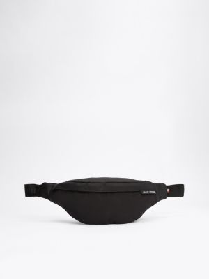 black rubberised logo bum bag for men tommy hilfiger