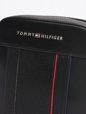 zwart reportertas met gemengde texturen voor heren - tommy hilfiger