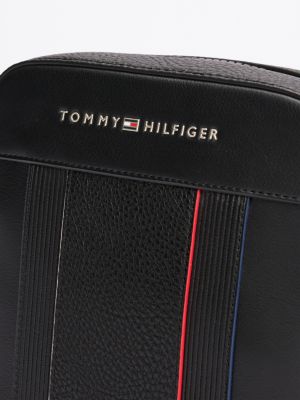 black mixed texture reporter bag for men tommy hilfiger