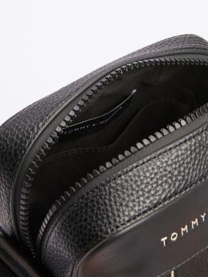 black mixed texture reporter bag for men tommy hilfiger