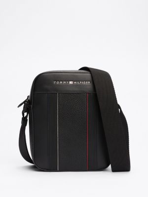 black reportertasche mit verschiedenen strukturen für herren - tommy hilfiger