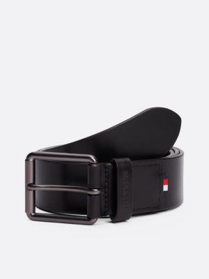 black casual leren riem met vierkante gesp voor heren - tommy hilfiger