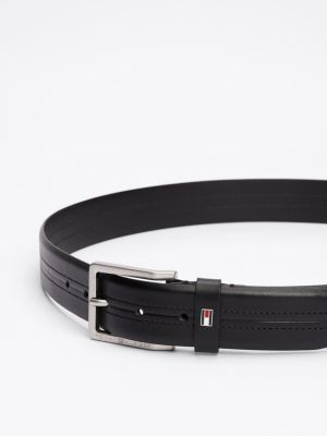 black enamel flag leather belt for men tommy hilfiger