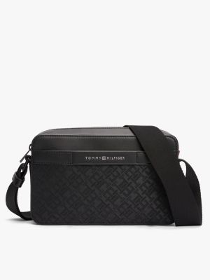 bolso reporter con monogramas th black de hombres tommy hilfiger