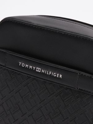 schwarz th monogram strukturierte reportertasche für herren - tommy hilfiger