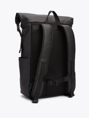 schwarz rolltop-rucksack mit logo für herren - tommy hilfiger