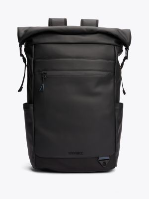 schwarz rolltop-rucksack mit logo für herren - tommy hilfiger