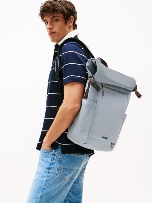 blue logo roll-top backpack for men tommy hilfiger