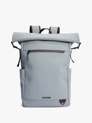 blue rolltop-rucksack mit logo für herren - tommy hilfiger