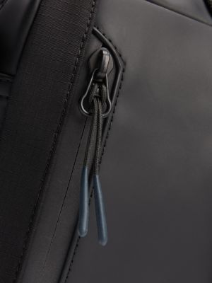 black rubberised logo reporter bag for men tommy hilfiger