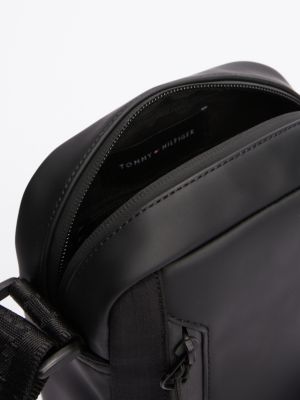 black rubberised logo reporter bag for men tommy hilfiger