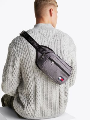 grey essential repeat logo bum bag for men tommy jeans