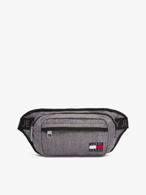 grey essential repeat logo bum bag for men tommy jeans