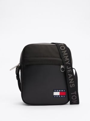 black essential reportertasche mit logo für herren - tommy jeans