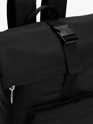 black essential roll-top backpack for men tommy jeans