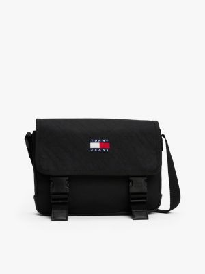 black essential crossbody messengerbag voor heren - tommy jeans