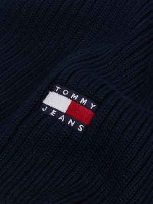 sciarpa heritage a coste con distintivo blu da uomini tommy jeans